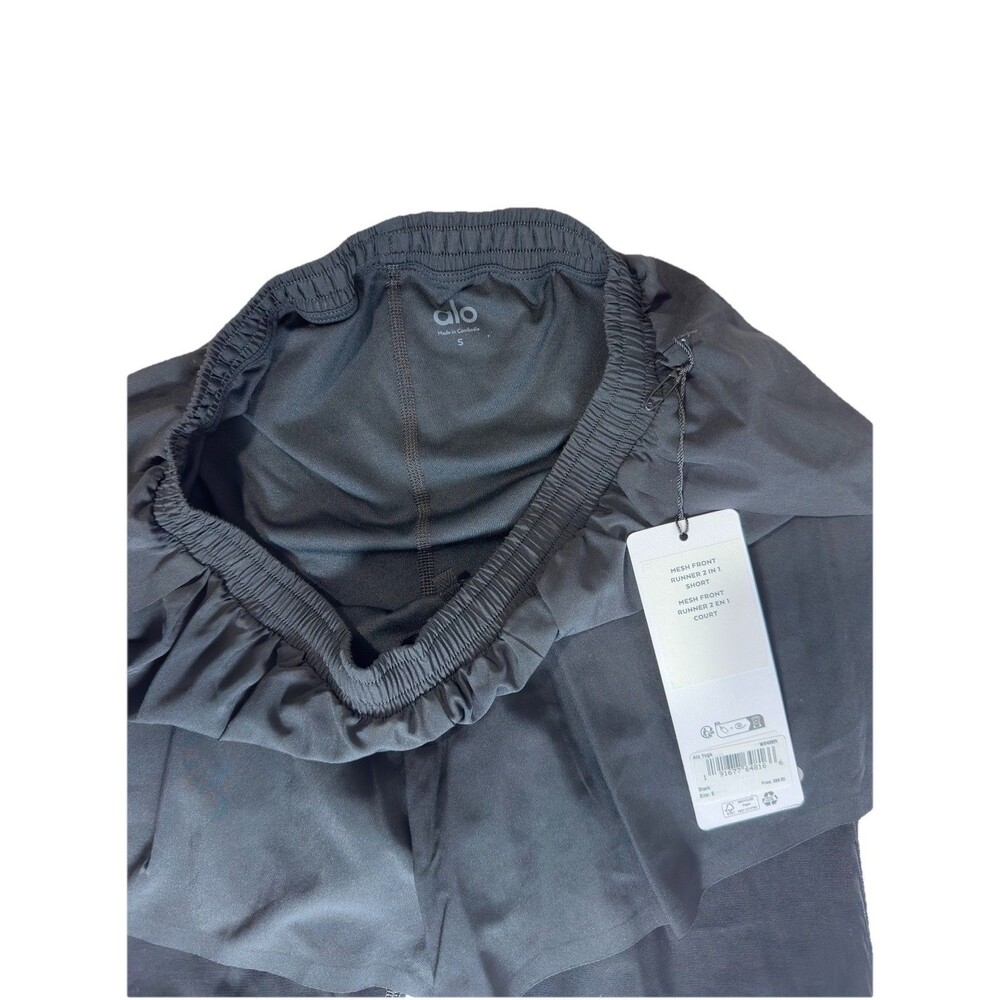 Alo Yoga Mesh Front Runner 2 in 1 Capri Leggings Shorts Black S NWT - Picture 10 of 11